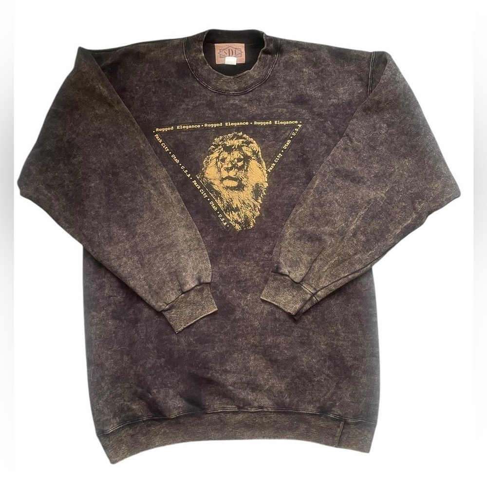 Vintage SDI Lion Graphic Men’s Gray Crewneck  Cotton Retro Long Sweatshirt‎ XL